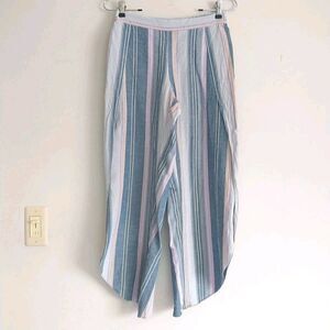 Drew Whitney Tulip Pants Women S Striped Linen Blend Wide Leg Slit Boho Coastal